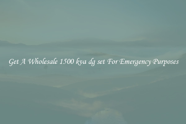 Get A Wholesale 1500 kva dg set For Emergency Purposes