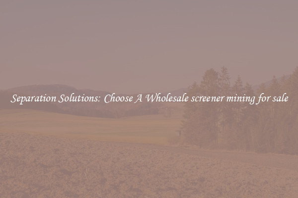 Separation Solutions: Choose A Wholesale screener mining for sale